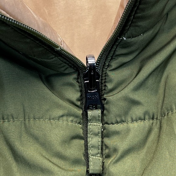 Merona Reversible Puffer Vest Olive Green Beige Quilted Full Zip Women's L - Picture 7 of 11